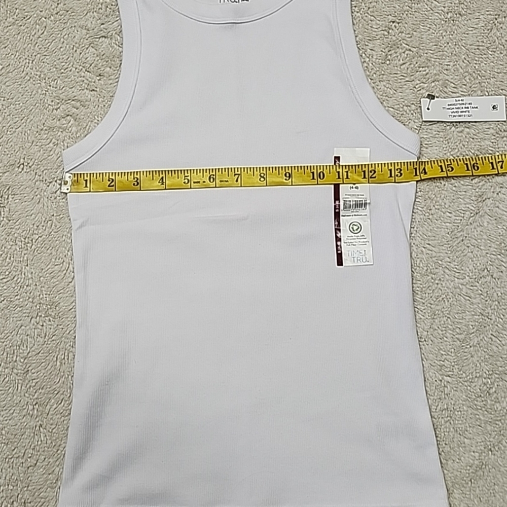 Time And Tru Women's Sleeveless High Neck Ribbed Tank Top Size Small White - Picture 10 of 13